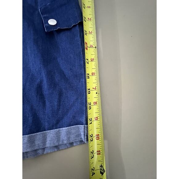 Active USA Women's M Notched Collar Halter Style Neck Denim Shorts Romper Blue - Picture 15 of 16